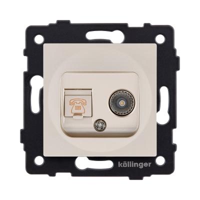 Розетка двойная TV (мама) + телефонная розетка RJ11, золотой Kollinger REA-013GD для Aspekt, Eleganz, Reflex