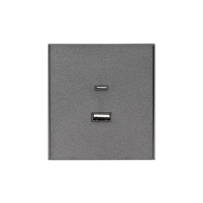 Розетка STRONG USB-A+Type-C 3А с функцией быстрой зарядки графит KRANZ KR-78-0734-6 Розетка STRONG USB-A+Type-C 3А с функцией быстрой зарядки графит KRANZ KR-78-0734-6