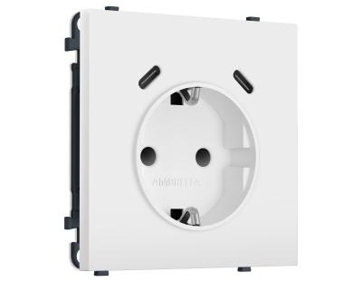 Комплект механизма электрической розетки SIGMA Белый мягкое касание 2USB С+C 20W Ambrella Volt MS830510 (SP8305, PR165)
