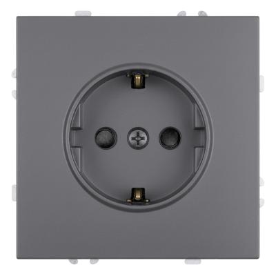 Розетка 1-местная с з/ш с/з (механизм) СЗК Stekker Эмили 250В 16А RST16-5110-10ZK платиново-серый soft touch 50243
