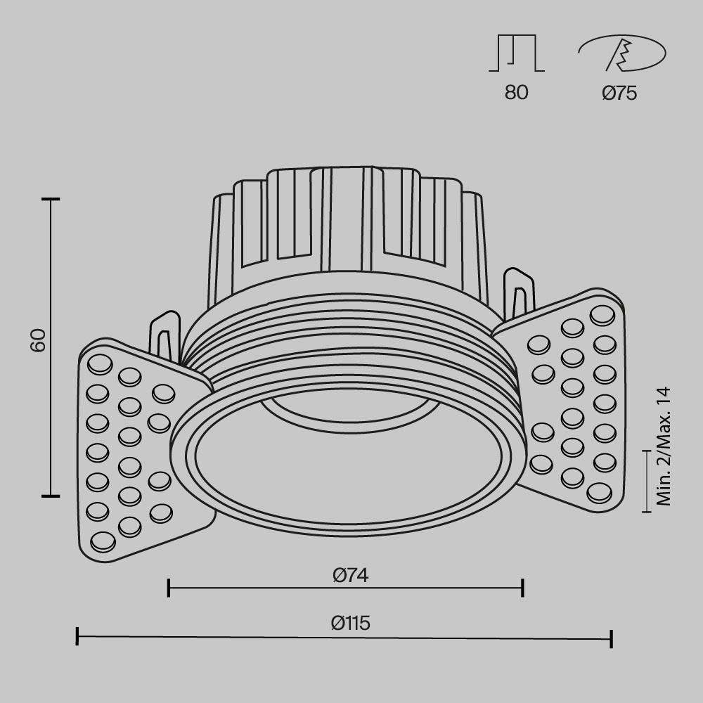 Встраиваемый светодиодный светильник Maytoni Round DL058-12W3K-TRS-W