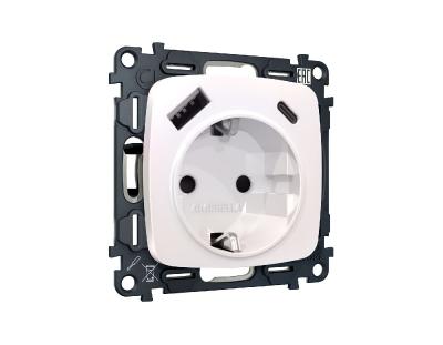 Комплект механизма розетки 2USB A+C 20W (быстрая зарядка) с/з Ambrella Volt Omega MO210010