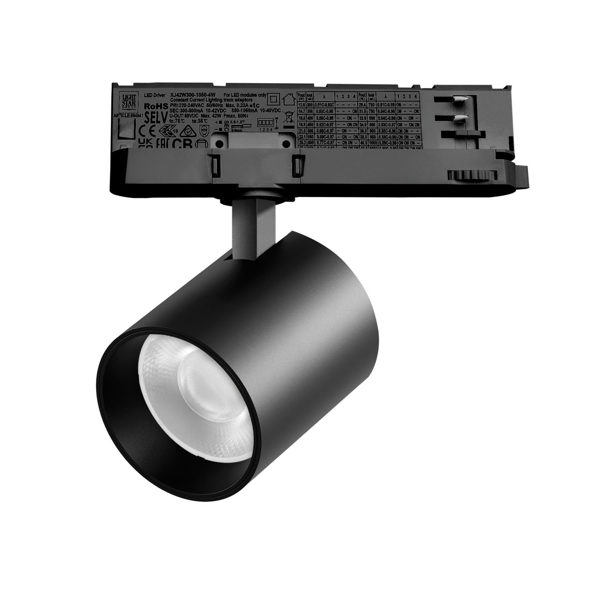Трековый трехфазный светильник Quattro LED 36G с адаптером Lightstar Alta Base A5437QT36G