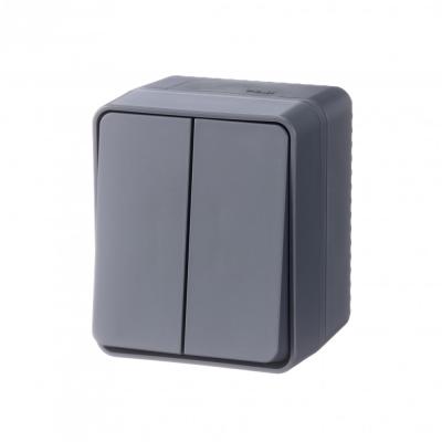 Выключатель 2-клавишный Systeme Electric AtlasDesign Profi54 Наруж Антрацит ATN544051