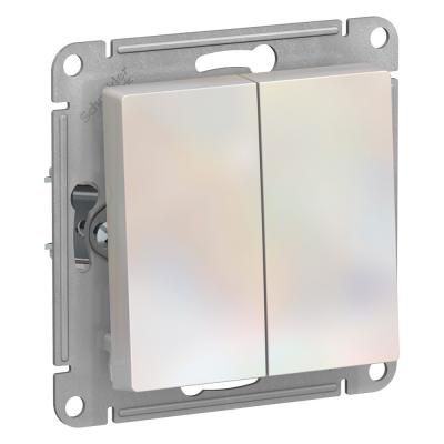 Выключатель 2-клавишный с самовозвратом, сх.2, 10А, механизм Systeme Electric AtlasDesign Жемчуг ATN000417