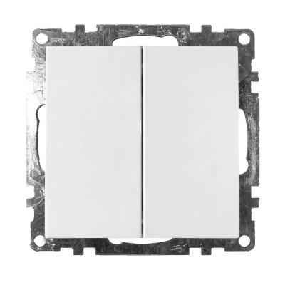 Выключатель двухклавишный Stekker Катрин белый GLS10-7104-01 39300