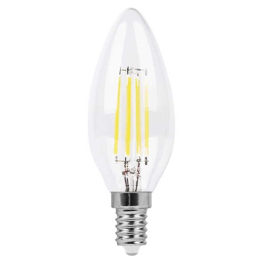 Лампа светодиодная филаментная Feron E14 5W 4000K Свеча Прозрачная LB-58 25573