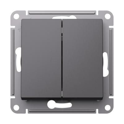 Переключатель 2-клавишный перекрестный, 2 x сх. 7, 10АХ, механизм Systeme Electric AtlasDesign Базальт ATN001473