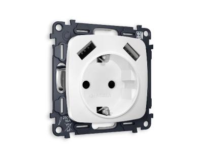 Комплект механизма розетки 2USB A+A 18W (быстрая зарядка) с/з Ambrella Volt Omega MO129010