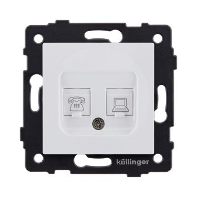 Розетка двойная RJ11 + RJ45 Cat.6, белый матовый Kollinger REA-011WM для Aspekt, Eleganz, Reflex