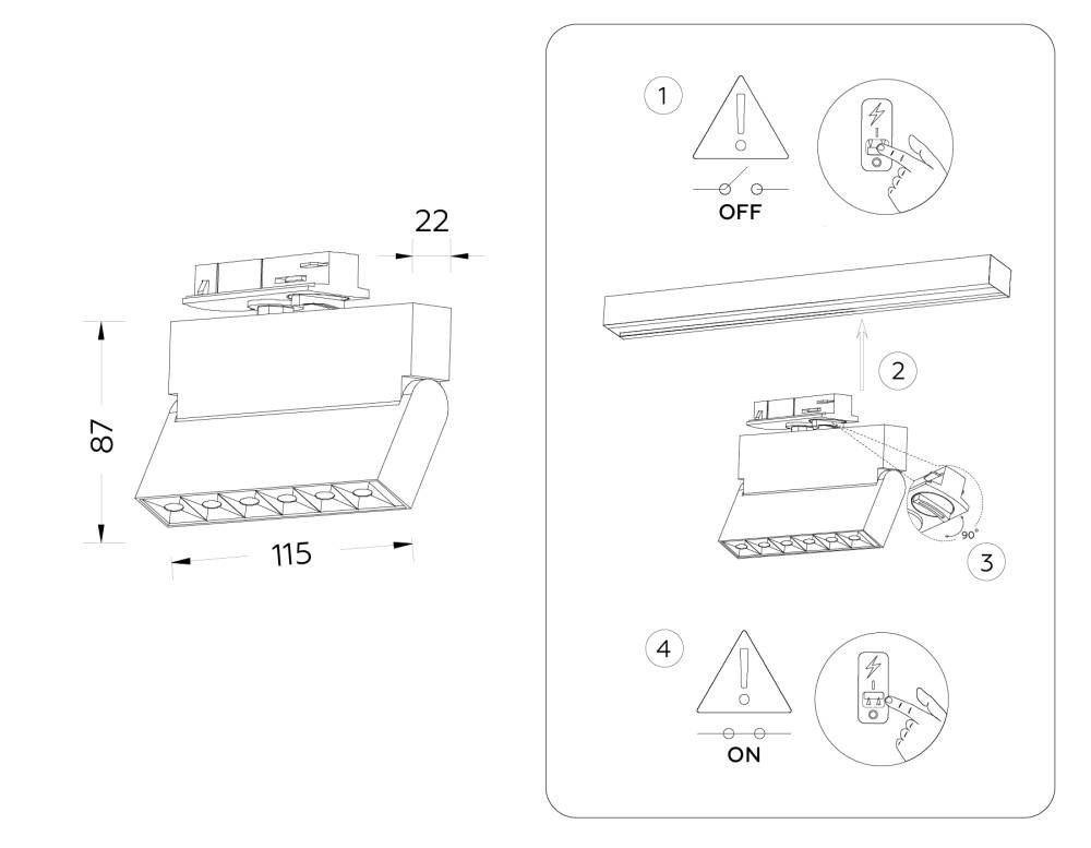 Трековый однофазный светильник Ambrella Light Track System GL6814