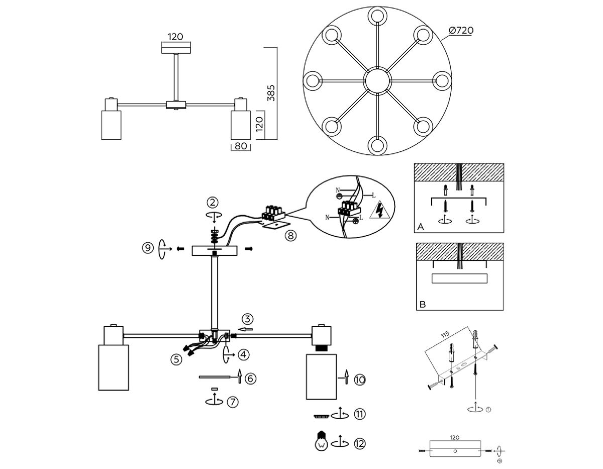 Люстра на штанге Ambrella Light Traditional Modern TR9575