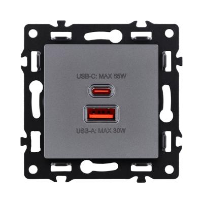 Розетка USB A+C 65W, серый Kollinger Asthetik AS-024GY