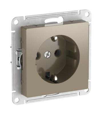 Розетка с заземлением, 16А, мех., быстрозажим. клем. Systeme Electric AtlasDesign Шампань ATN000543S