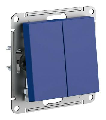 Выключатель 2-клавишный, сх.5, 10АХ, механизм Systeme Electric AtlasDesign Аквамарин ATN001151