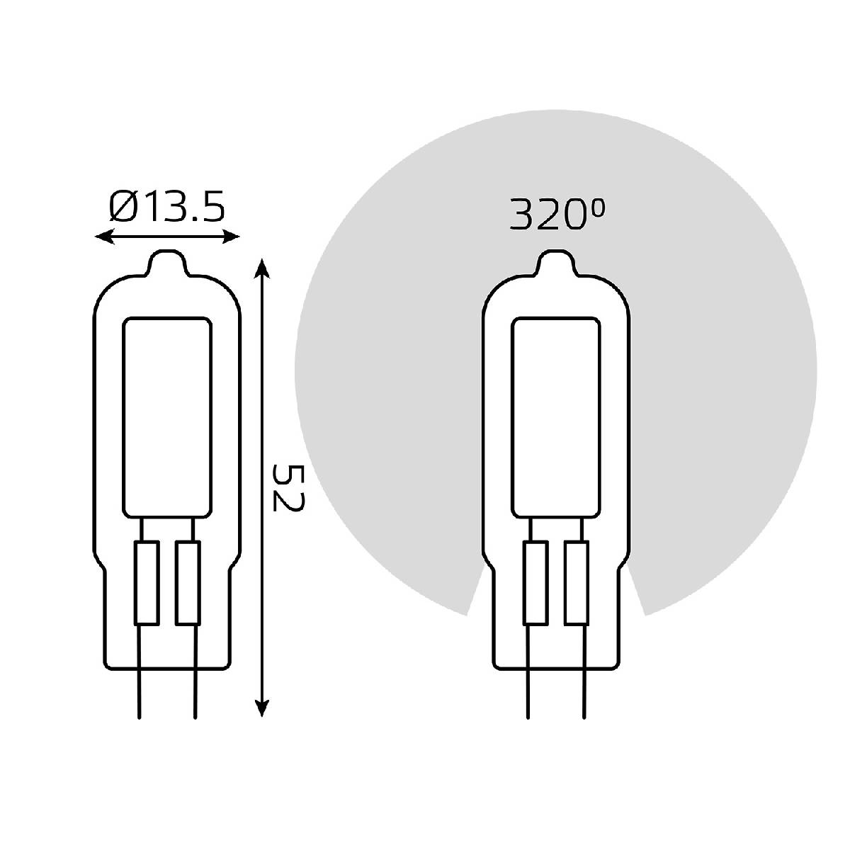 Лампа светодиодная Gauss G4 3.5W 3000K прозрачная 107807103