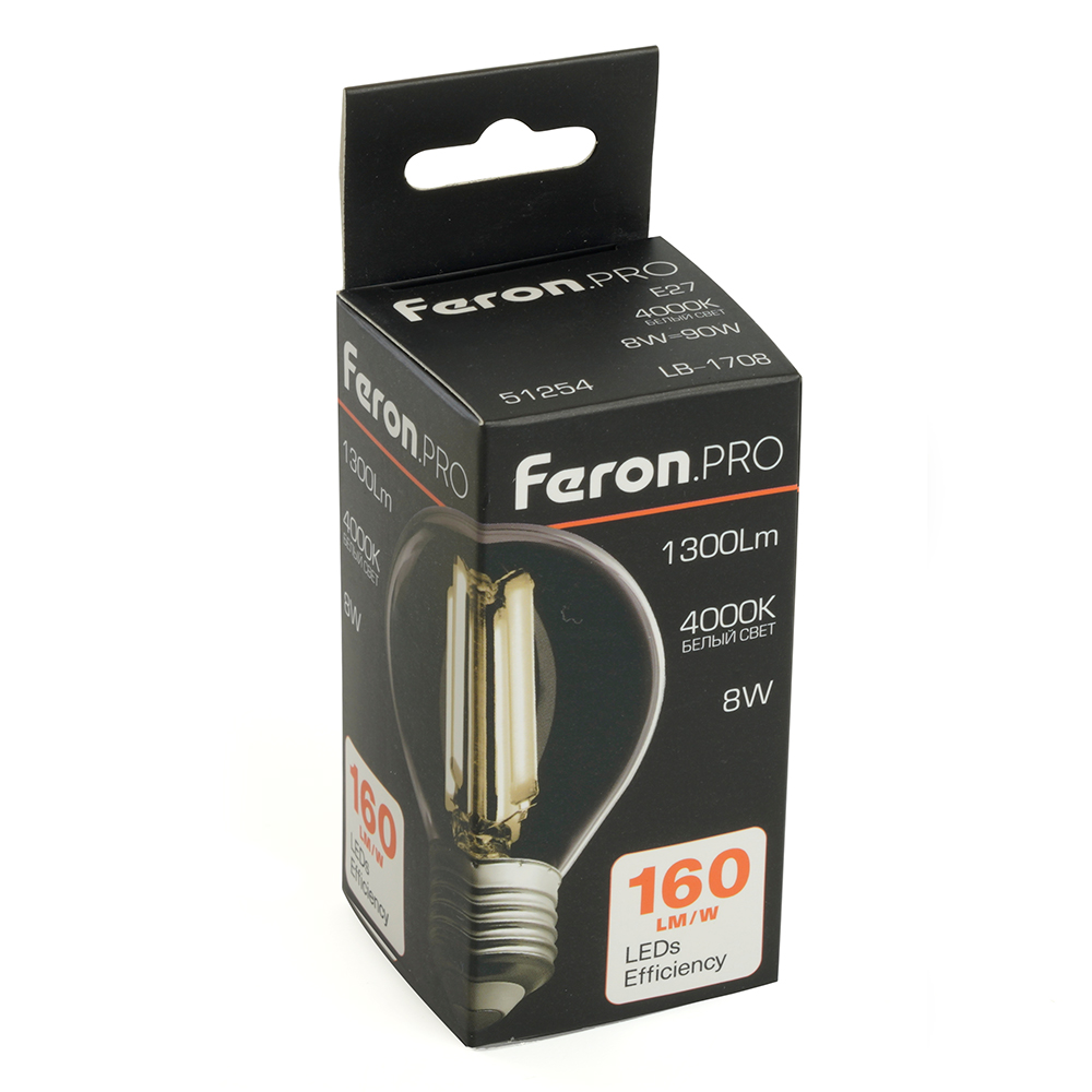 Лампа светодиодная Feron LB-1708 E27 8W 4000K 51254