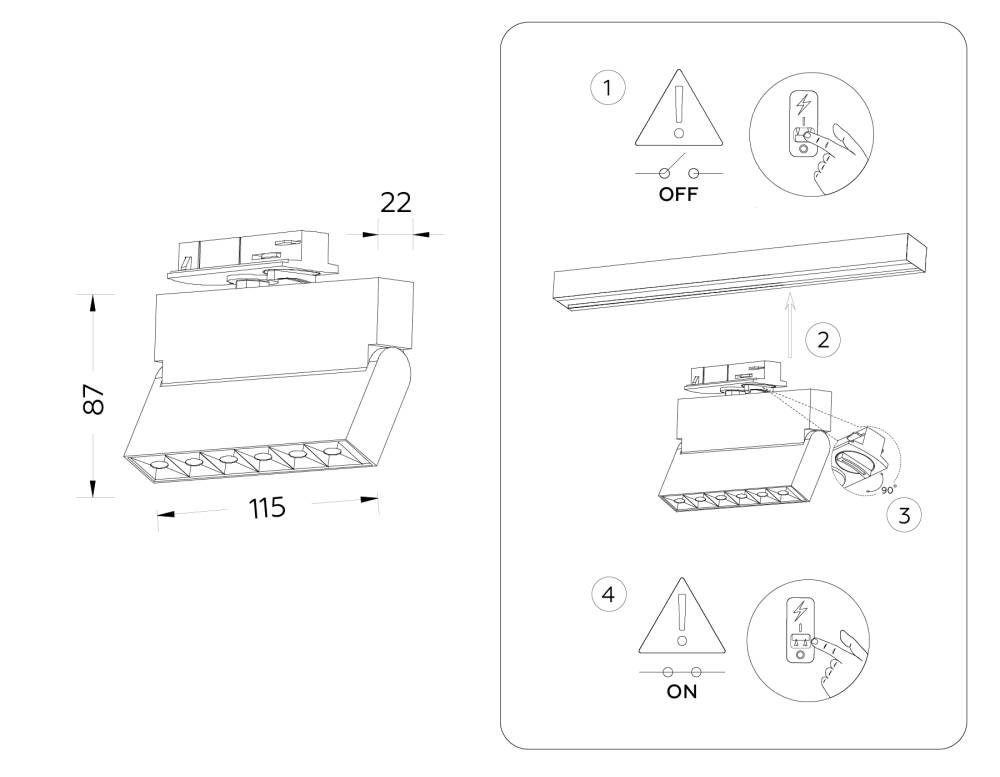 Трековый однофазный светильник Ambrella Light Track System GL6812