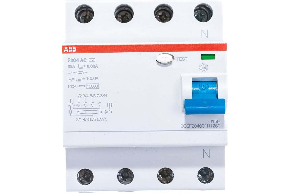 УЗО ABB F204 4P 25A 30mA AC
