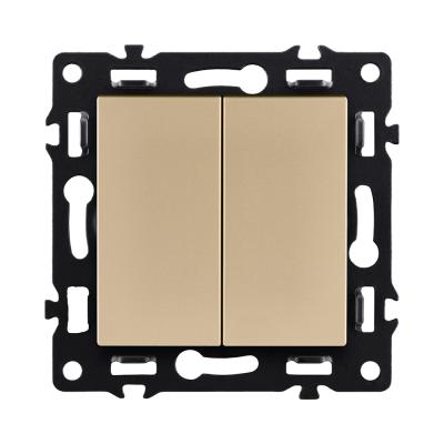 Выключатель кнопочный 2-клавишный 10А/250В, золотой Kollinger Asthetik AS-025GD