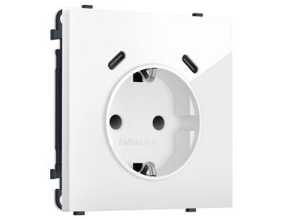 Комплект механизма электрической розетки SIGMA Белый глянец 2USB С+C 20W Ambrella Volt MS110510 (SP1105, PR165)