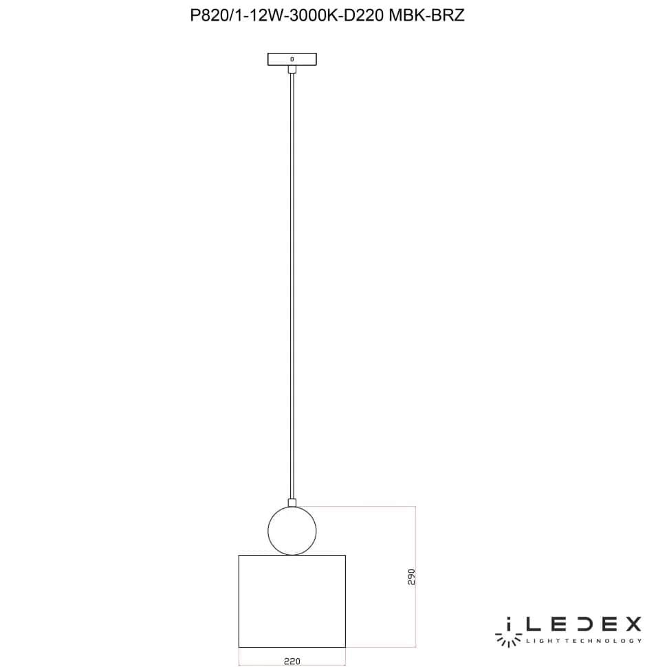 Подвесной светодиодный светильник iLedex Play P820/1-12W-3000K-D220 MBK-BRZ
