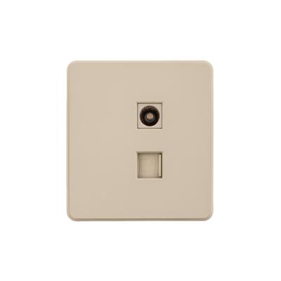 Розетка ROUND компьютерная RJ45 кат6 + TV с/у шелк KRANZ KR-78-0722-7