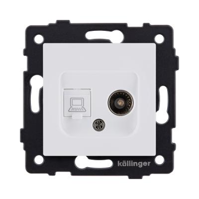 Розетка двойная TV (мама) + RJ45 Cat.6, белый матовый Kollinger REA-021WM для Aspekt, Eleganz, Reflex