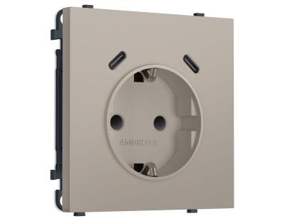 Комплект механизма электрической розетки SIGMA Серо-бежевый матовый 2USB С+C 20W Ambrella Volt MS370510 (SP3705, PR165)