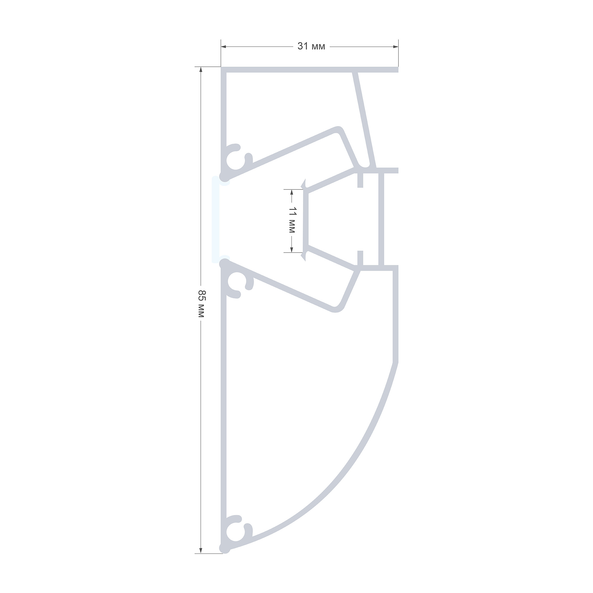 Алюминиевый профиль для натяжного потолка Apeyron 08-58