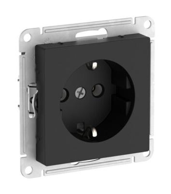 Розетка с заземлением, 16А, мех., быстрозажим. клем. Systeme Electric AtlasDesign Карбон ATN001043S