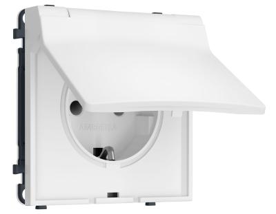Комплект механизма электрической розетки SIGMA Белый мягкое касание 50Hz 2P+E с/з с/ш и крышкой IP44 16A-250V QUANT PRO Ambrella Volt MS828010 (SP8280, PR141)