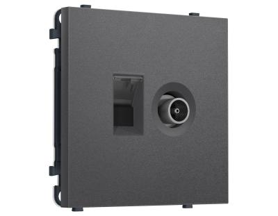 Комплект механизма розетки компьютерной + TV оконечной SIGMA Антрацит серый RJ-45 Ambrella Volt MS662510 (SP6625, PR195)