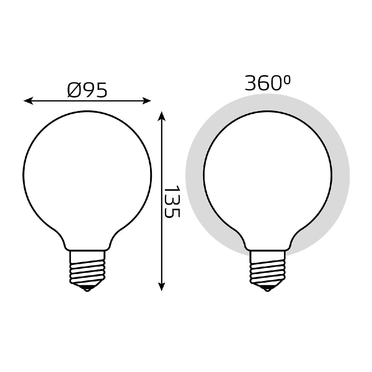 Лампа светодиодная филаментная диммируемая Gauss E27 10W 4100К матовая 189202210-D