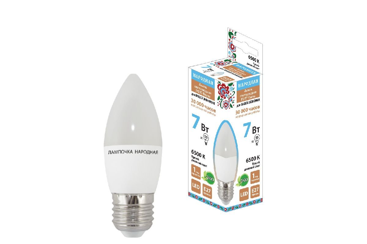 Лампа светодиодная TDM Electric Народная E27 7W 6500K матовая SQ0340-1544