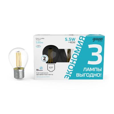 Лампа светодиодная Gauss Basic Filament E27 5,5W 4100K 1051226T