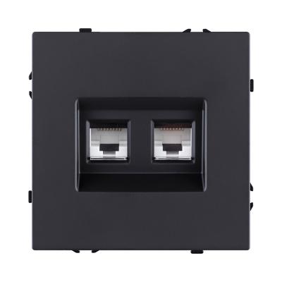 Розетка двойная Ethernet RJ45 Cat.6, черный матовый Kollinger Eclipse EC-018BK