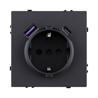Розетка штепсельная SCHUKO 16A/250 В с USB A+C 20W, черный матовый Kollinger Eclipse EC-016BK