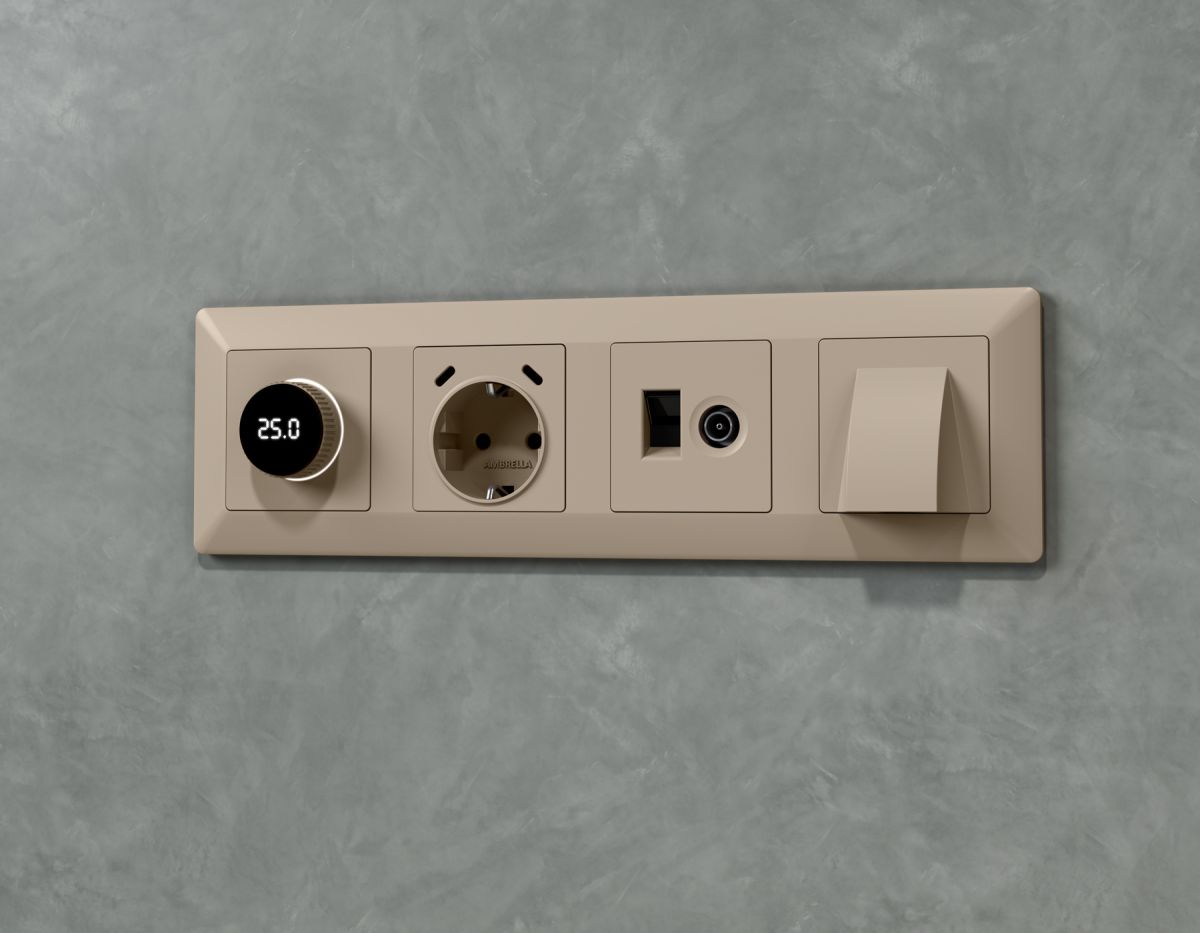 Комплект вывода кабеля с фиксатором Alfa Серо-бежевый матовый Quant Ambrella Volt MA375810 (AP3758, VM238)