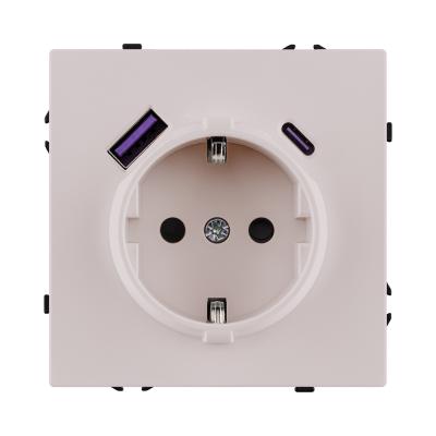 Розетка штепсельная SCHUKO 16A/250 В с USB A+C 20W, кашемир матовый Kollinger Eclipse EC-016CM