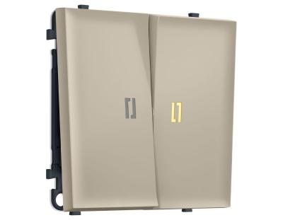 Комплект механизма 2-кл выключателя с подсветкой 3200K SIGMA Кашемир 10A-250V QUANT PRO Ambrella Volt MS344010 (SP3440, PR115, G11Y)