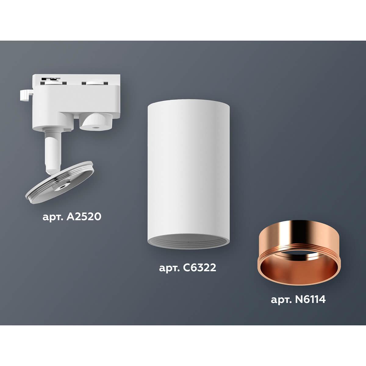 Комплект трекового светильника Ambrella light XT6322024 SWH/PPG белый песок/золото розовое полированное (A2520, C6322, N6114)