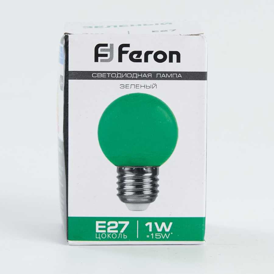Лампа светодиодная Feron E27 1W Зеленый Шар Матовая LB-37 25117