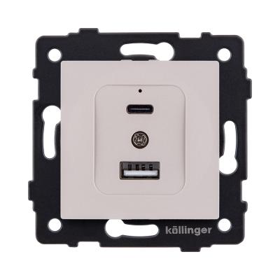 Розетка USB A+C 20W, кашемир матовый Kollinger REA-037CM для Aspekt, Eleganz, Reflex