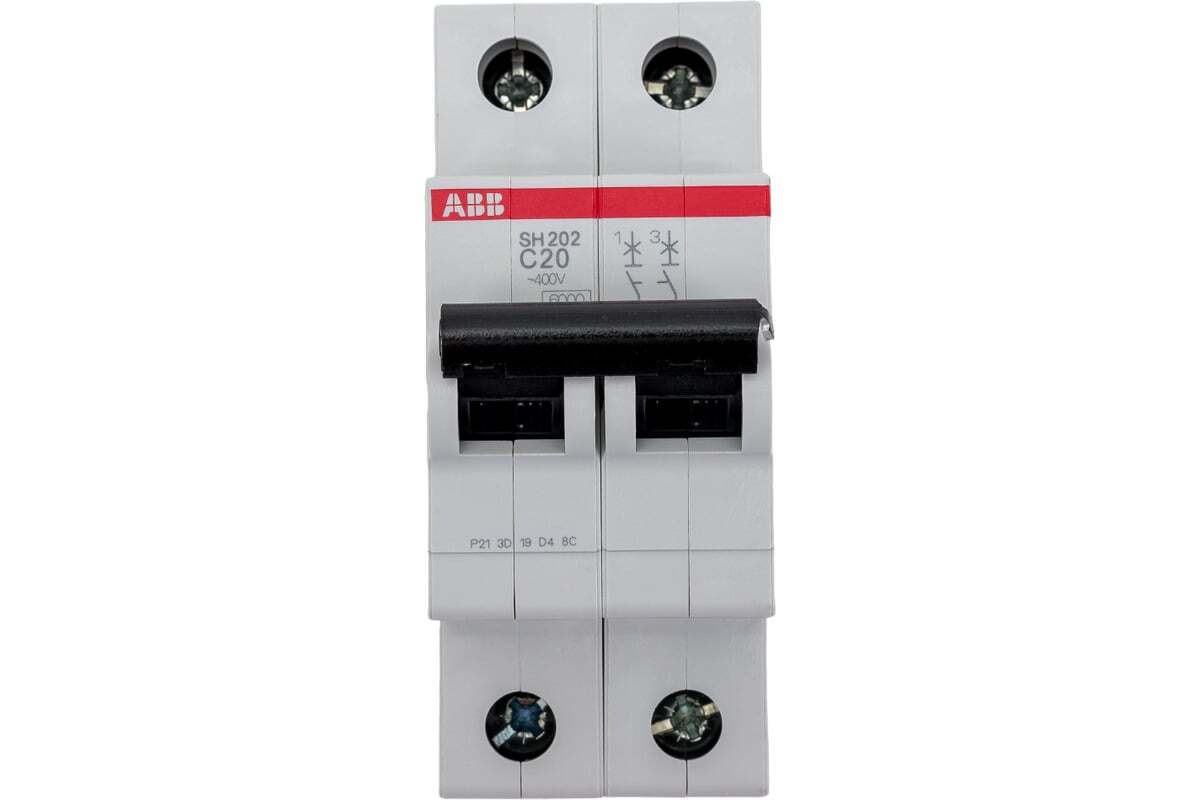 Автоматический выключатель ABB SH202 2-полюсный C20 6кА