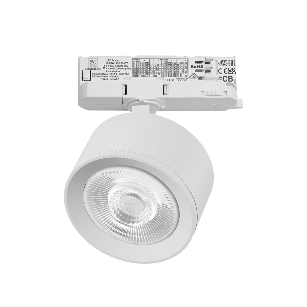 Трековый трехфазный светильник Quattro LED 60G с адаптером Lightstar Alta Pro A5546QT60G