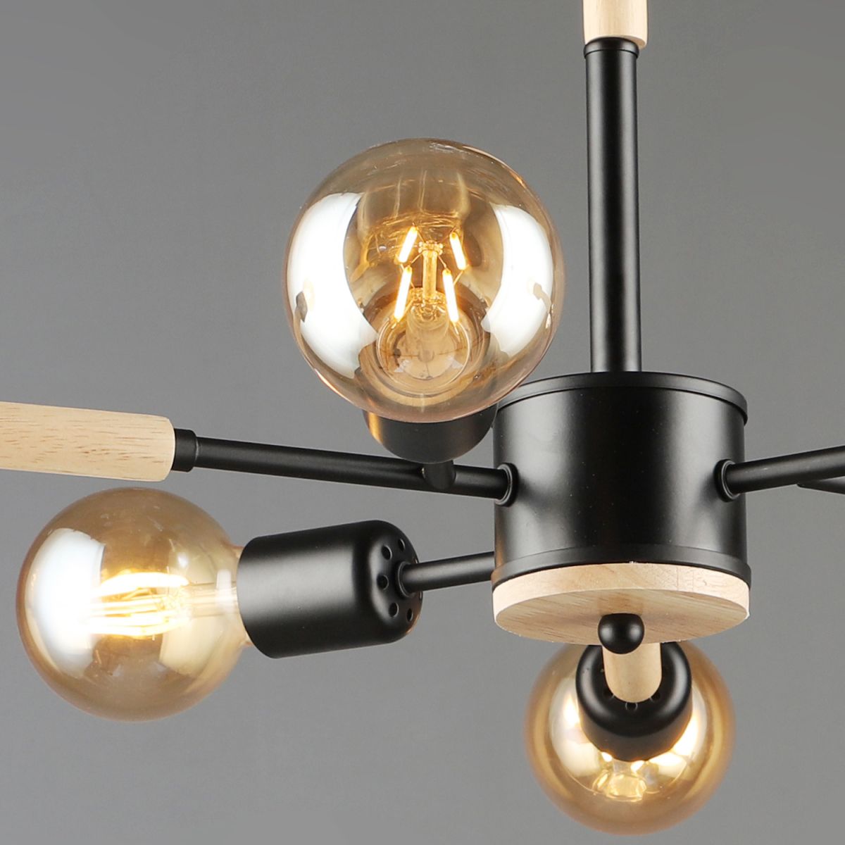 Люстра на штанге Reluce 99960-0.3-06 BK+WOOD