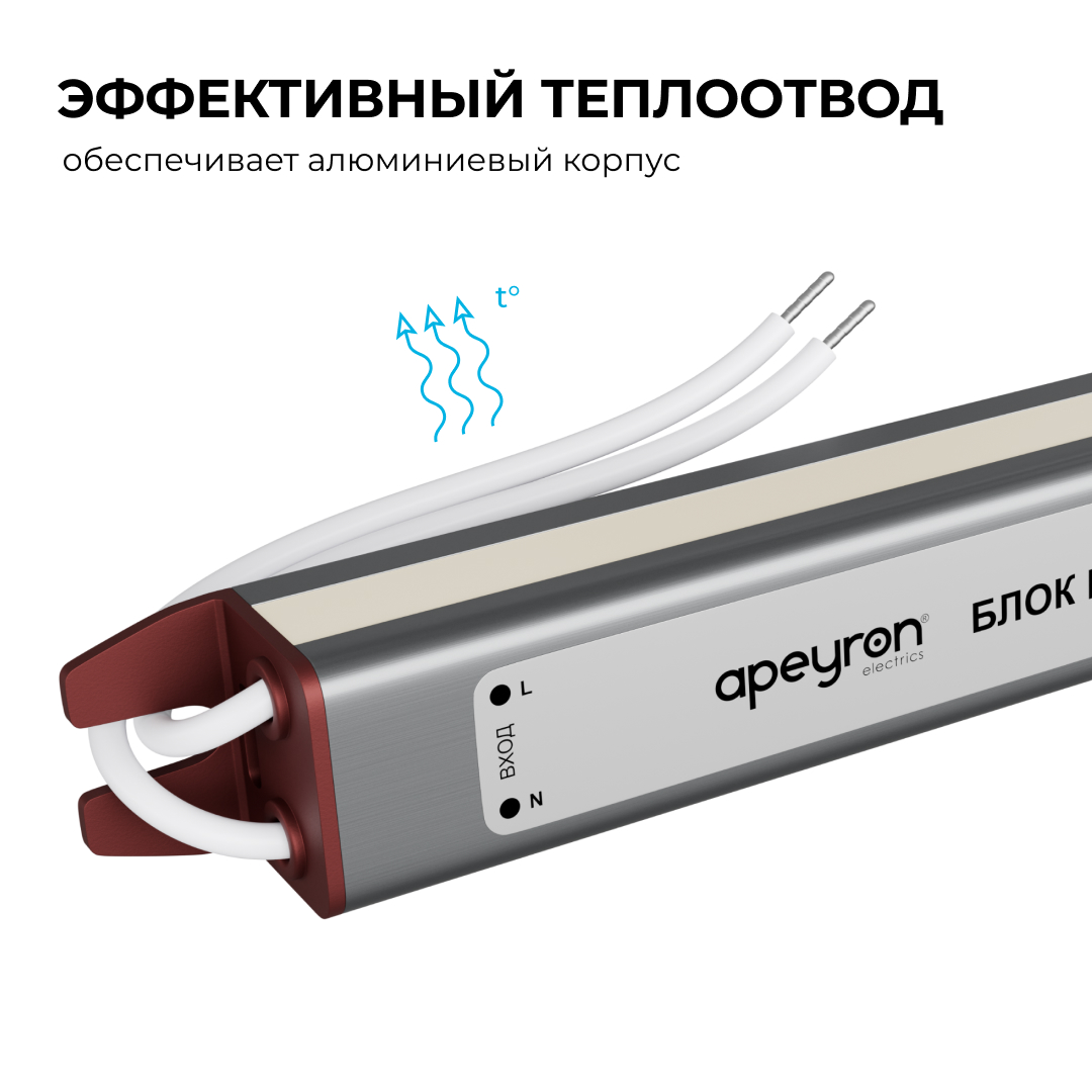 Блок питания Apeyron 12В, 24Вт, 200-264В, 2А, IP67 03-179