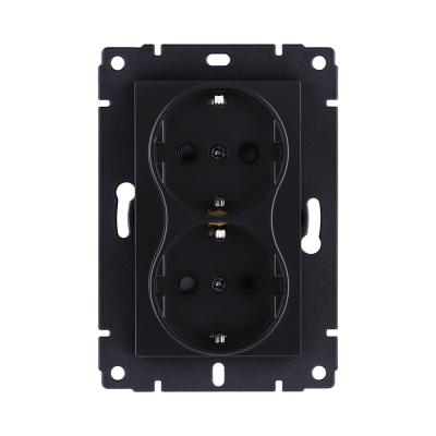 Розетка штепсельная SCHUKO двойная 16A/250 В, черный матовый Kollinger REA-032BM для Aspekt, Eleganz, Reflex