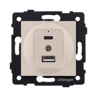 Розетка USB A+C 20W, золотой Kollinger REA-037GD для Aspekt, Eleganz, Reflex